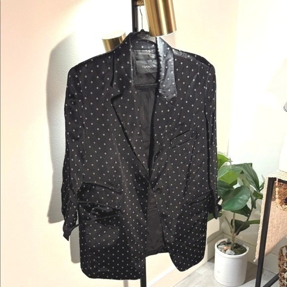 Thakoon Jacket luxury fabric basics black White Dot detail 6 oversize blazer 6 M - Picture 2 of 11